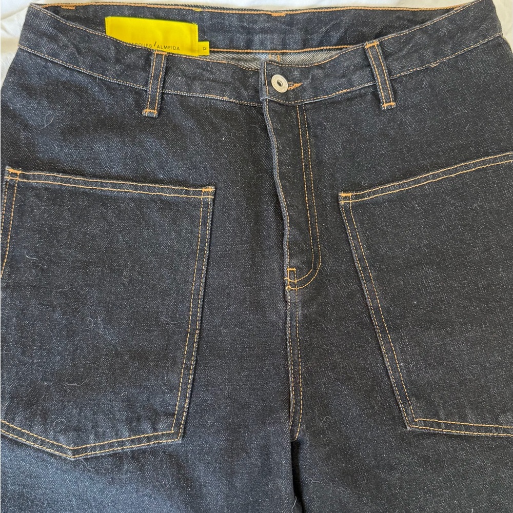 High-Rise Dark Indigo Women’s Jeans with Front Patch Pockets